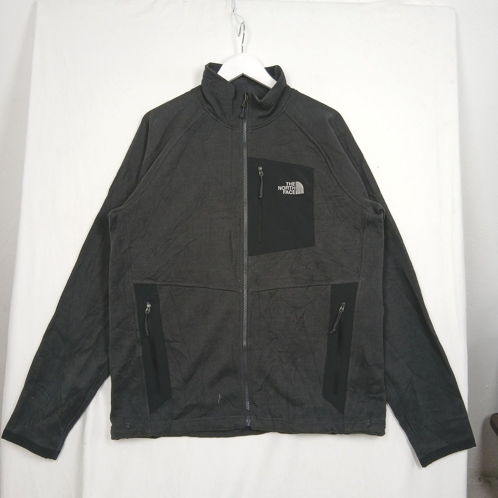 The North Face Mens Full Zip Grid Fleece Jacket Charcoal Gray XL
